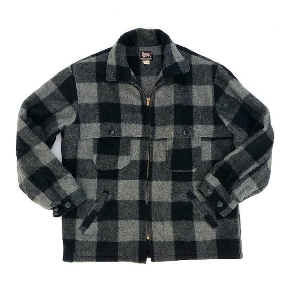 Woolrich Other - WOOLRICH Mens Vintage Plaid Black Grey Wool Jacket